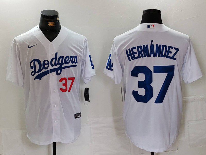 Men Los Angeles Dodgers 37 Hernandez White Nike Game 2024 MLB Jersey style 7242